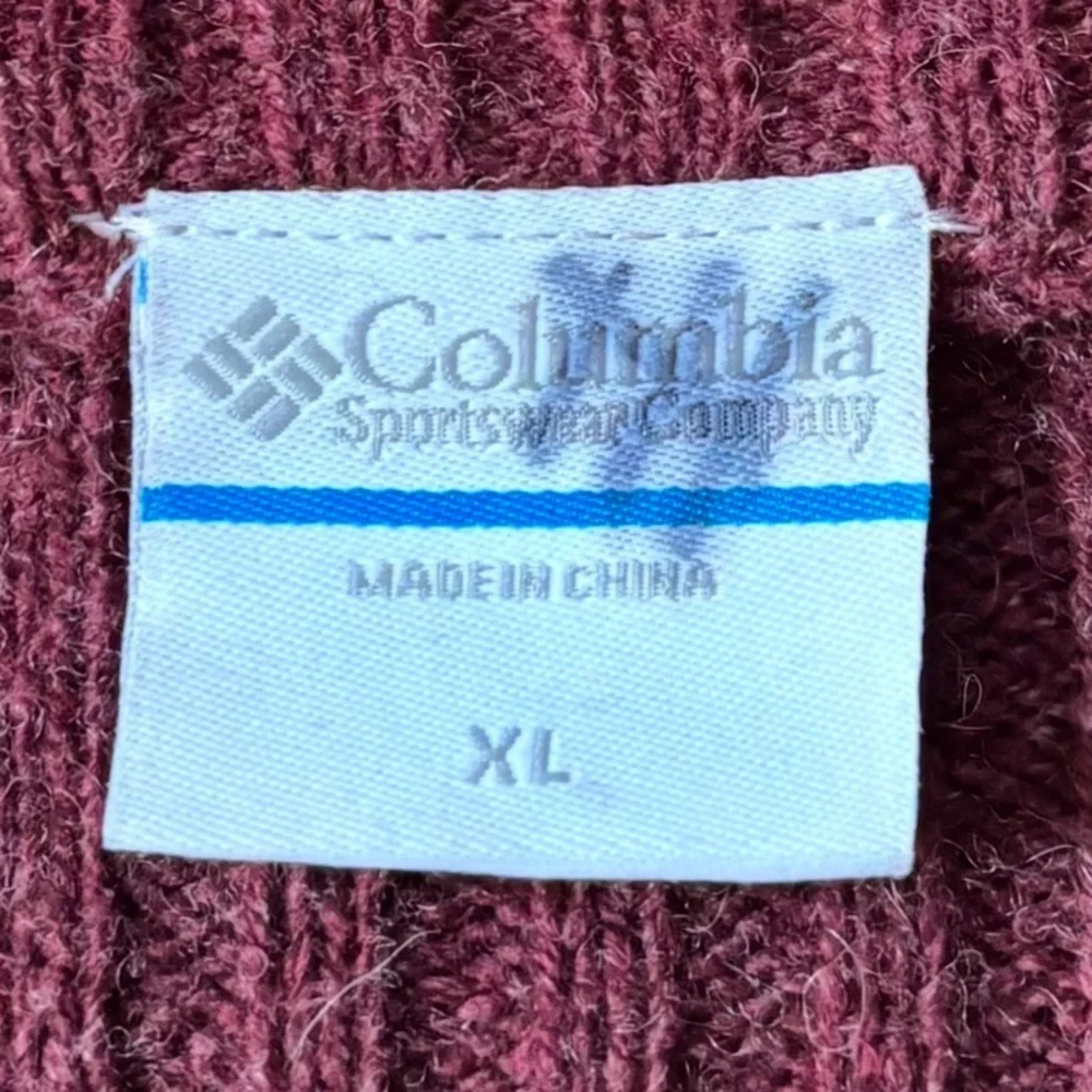 Columbia Men's Reddish Brown Quarter Zip Wool Blend Pullover Sweater Size XL